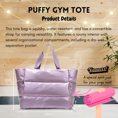 Puffy Gym Tote - Lilac Pearls