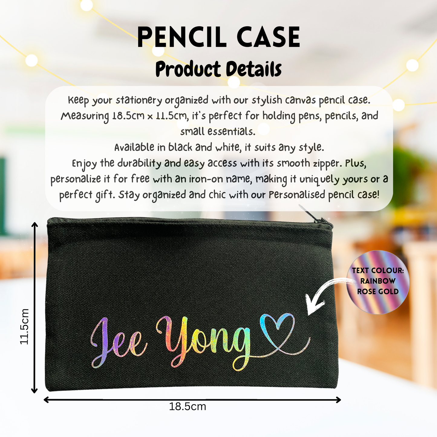 Black Canvas Pencil Case