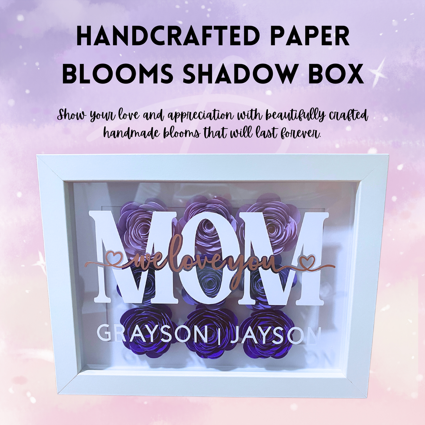 Handcrafted Paper Blooms Shadow Box