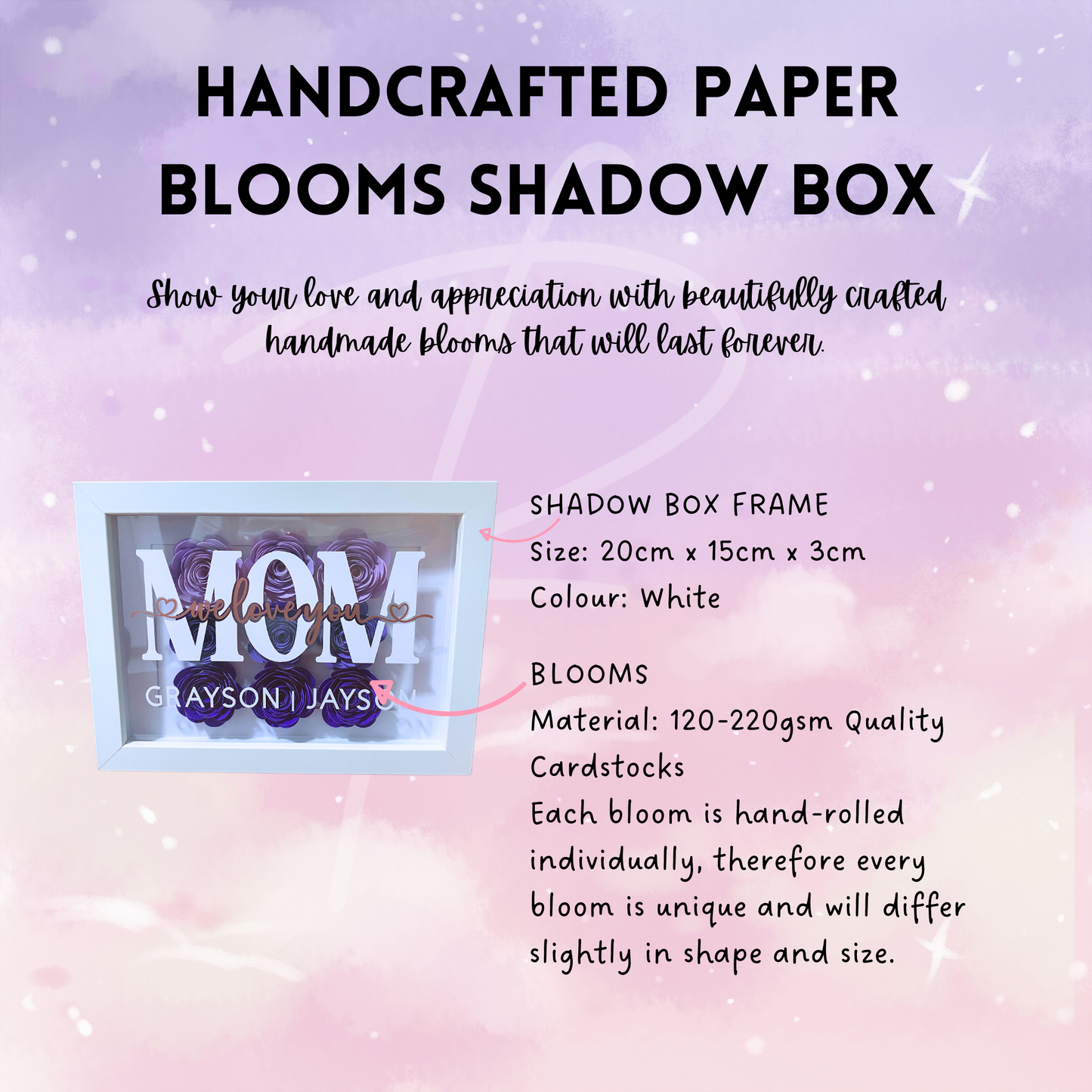 Handcrafted Paper Blooms Shadow Box