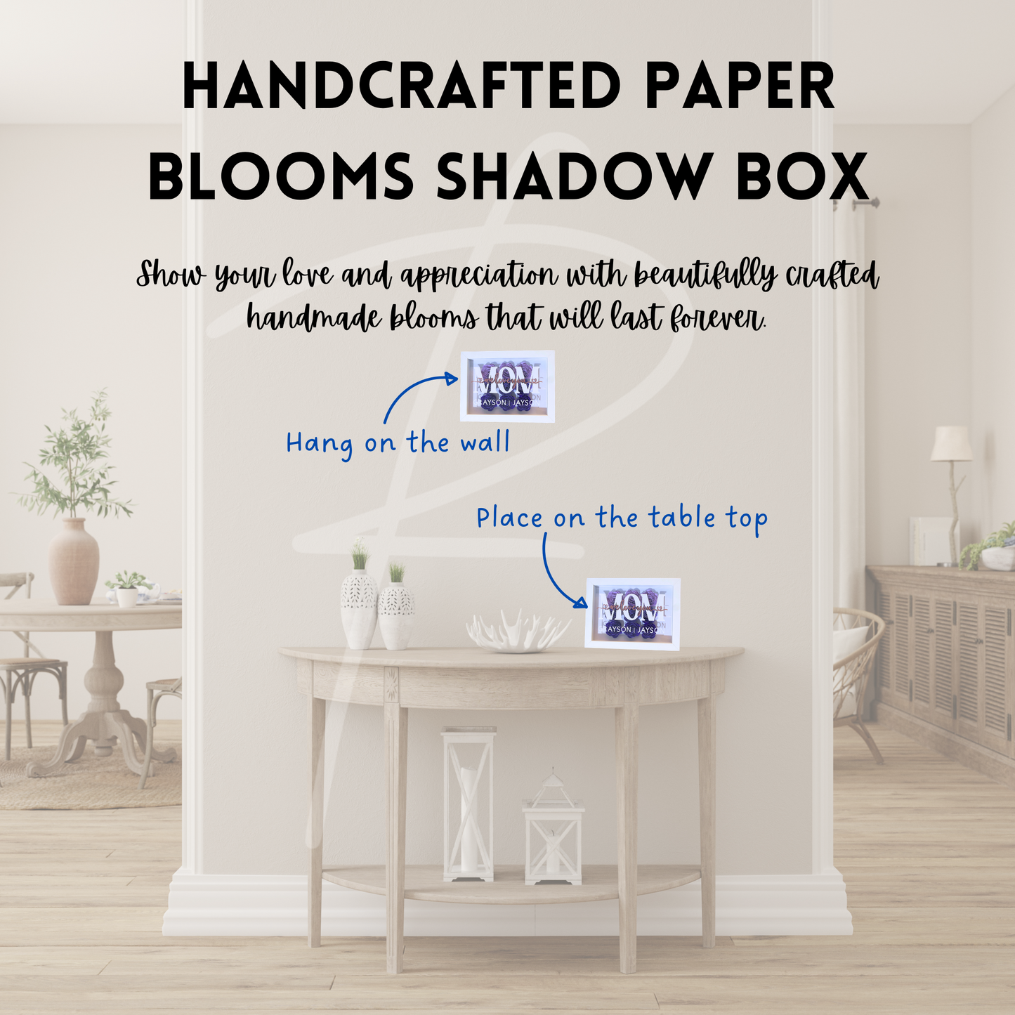 Handcrafted Paper Blooms Shadow Box